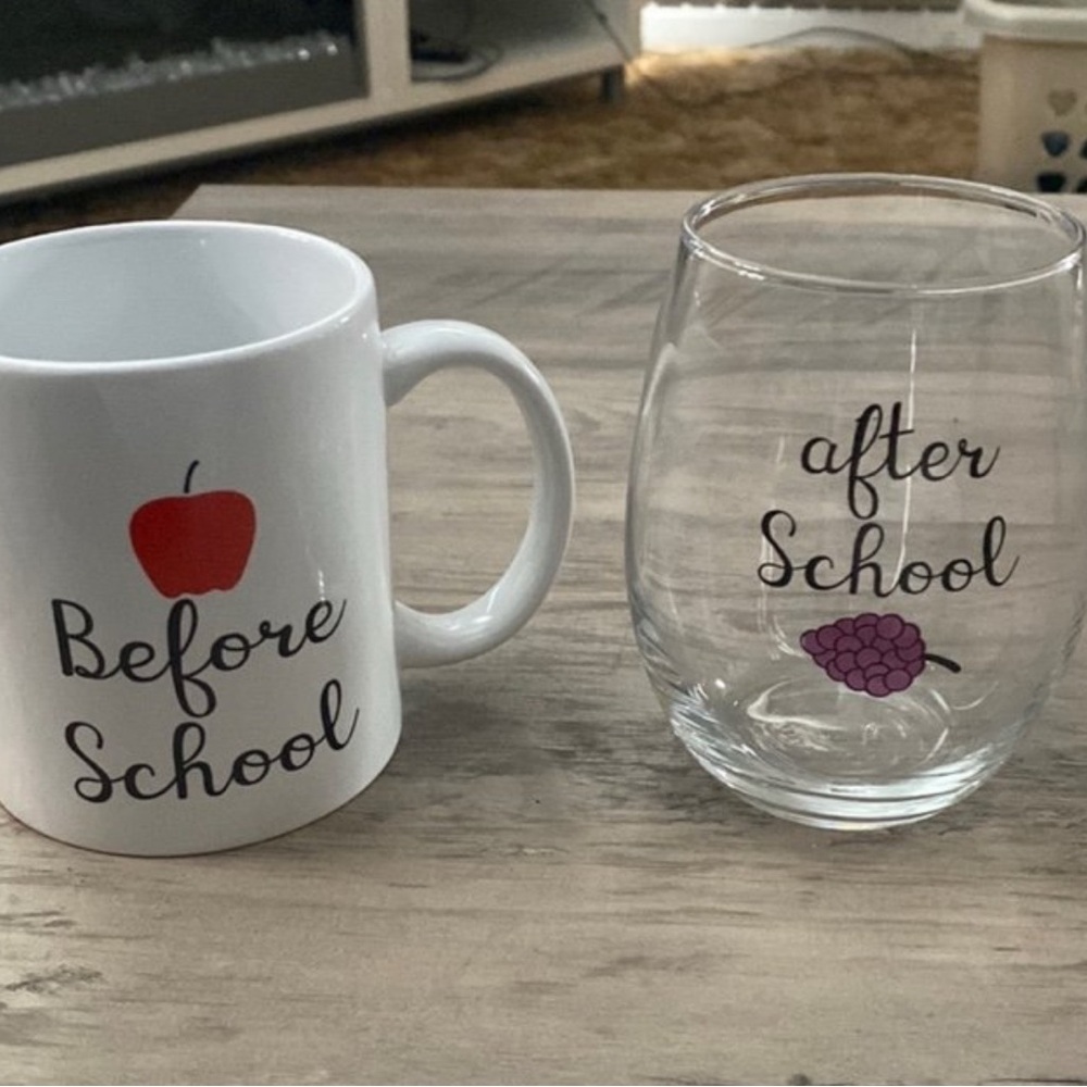 Before and After School Mug and Glass Set